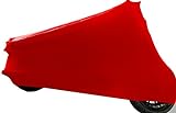 Car-e-Cover Motorradplane Motorrad Abdeckung Abdeckplane Perfect Stretch, elegant formanpassend Innen, Farbe: Rot, Größe M-L