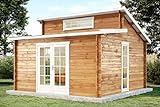 Alpholz Gartenhaus Lausitz-40 aus Massiv-Holz | Gerätehaus mit 40 mm Wandstärke | Garten Blockhaus inklusive Montagematerial | Geräteschuppen Größe: 420 x 420 cm | Pultdach