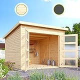 HORI® Gartenhaus I Gerätehaus Herning aus Holz I nordische Fichte anthrazit I 242 x 246 cm - 19 mm Bohlenstärke